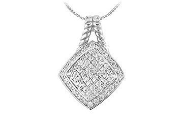 Diamond Square Pendant  14K White Gold - 1.00 CT Diamonds