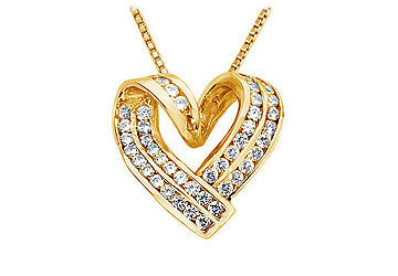 Diamond Heart Pendant  14K Yellow Gold - 1.00 CT Diamonds