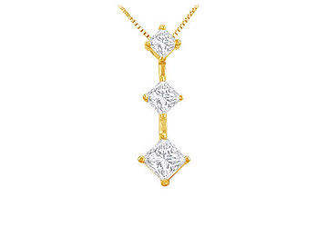 Princess Diamond Pendant  14K Yellow Gold - 0.25 CT Diamonds