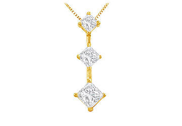 Princess Diamond Pendant  14K Yellow Gold - 1.00 CT Diamonds