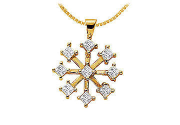 Diamond Flower Pendant  14K Yellow Gold - 1.00 CT Diamonds