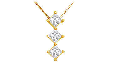 Princess Diamond Pendant  14K Yellow Gold - 0.25 CT Diamonds
