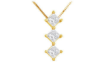 Princess Diamond Pendant  14K Yellow Gold - 0.50 CT Diamonds