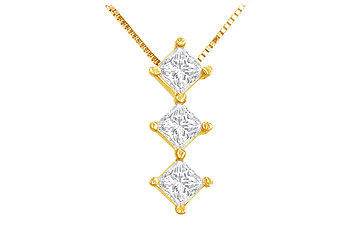 Princess Diamond Pendant  14K Yellow Gold - 1.00 CT Diamonds