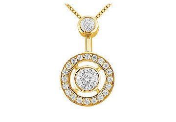 Diamond Circle Pendant  14K Yellow Gold - 0.33 CT Diamonds