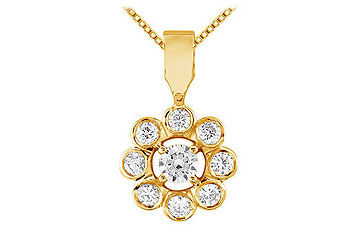 Diamond Flower Pendant  14K Yellow Gold - 0.33 CT Diamonds