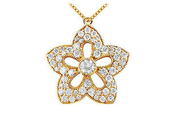 Diamond Flower Pendant  14K Yellow Gold - 1.00 CT Diamonds