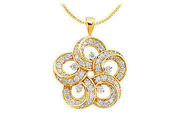 Diamond Flower Pendant  14K Yellow Gold - 0.55 CT Diamonds
