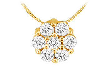 Diamond Flower Pendant  14K Yellow Gold - 0.15 CT Diamonds