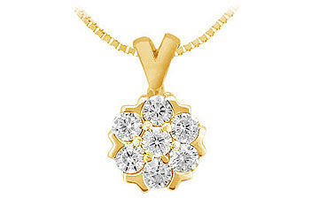 Diamond Flower Pendant  14K Yellow Gold - 0.25 CT Diamonds