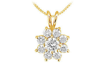 Diamond Flower Pendant  14K Yellow Gold - 0.75 CT Diamonds