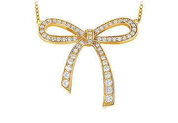 Diamond Bow Pendant  14K Yellow Gold - 0.33 CT Diamonds