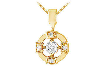 Diamond Circle Pendant  14K Yellow Gold - 0.25 CT Diamonds