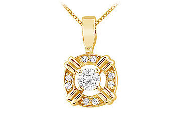 Diamond Circle Pendant  14K Yellow Gold - 0.25 CT Diamonds