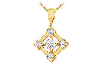 Diamond Circle Pendant  14K Yellow Gold - 0.50 CT Diamonds