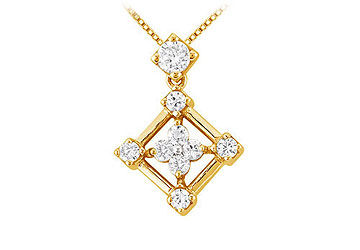 Diamond Square Pendant  14K Yellow Gold - 0.33 CT Diamonds