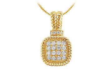 Diamond Square Pendant  14K Yellow Gold - 0.50 CT Diamonds