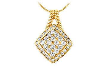 Diamond Square Pendant  14K Yellow Gold - 1.00 CT Diamonds
