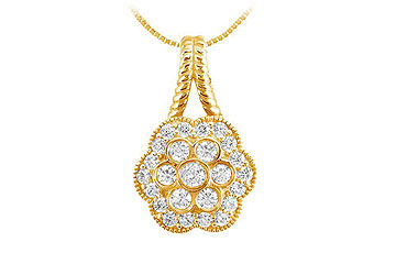 Diamond Flower Pendant  14K Yellow Gold - 0.50 CT Diamonds