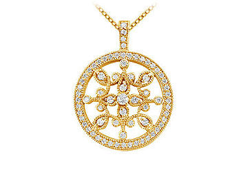 Diamond Floral Circle Pendant  14K Yellow Gold - 0.66 CT Diamonds