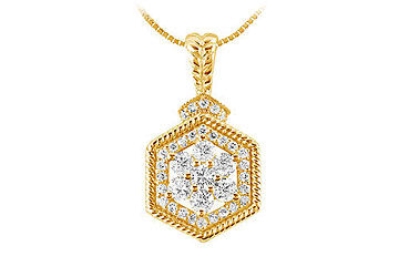 Diamond Geometric Design Pendant  14K Yellow Gold - 0.66 CT Diamonds