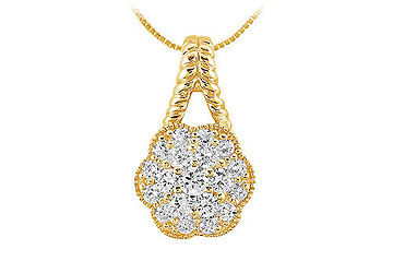 Diamond Flower Pendant  14K Yellow Gold - 0.50 CT Diamonds