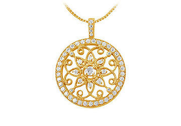 Diamond Circle Pendant  14K Yellow Gold - 0.75 CT Diamonds