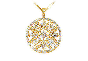 Diamond Circle Pendant  14K Yellow Gold - 1.50 CT Diamonds