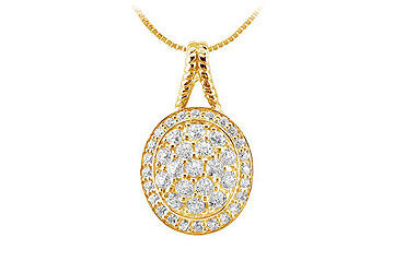 Diamond Circle Pendant  14K Yellow Gold - 1.00 CT Diamonds