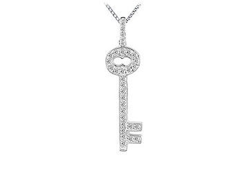 Diamond Key Pendant  14K White Gold - 0.33 CT Diamonds