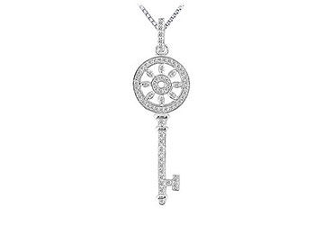 Diamond Key Pendant  14K White Gold - 0.50 CT Diamonds
