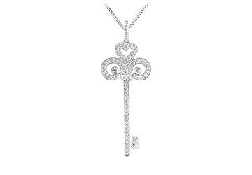 Diamond Key Pendant  14K White Gold - 0.50 CT Diamonds