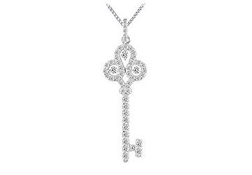 Diamond Key Pendant  14K White Gold - 0.75 CT Diamonds