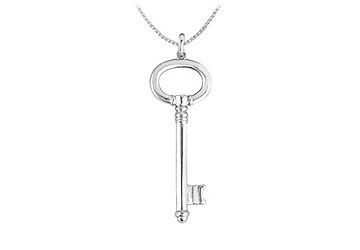 14K White Gold Key Pendant