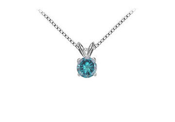 Blue Diamond Solitaire Pendant  14K White Gold - 0.25 CT Diamonds