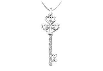 Diamond Key Pendant  14K White Gold - 0.25 CT Diamonds
