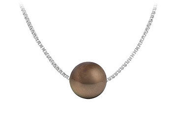 Cultured Chocolate Akoya Pearl Pendant  14K white gold - 9 MM