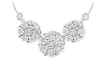 Diamond Flower Pendant  14K White Gold - 0.50 CT Diamonds