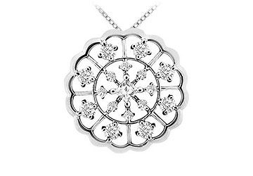 Diamond Flower Pendant  14K White Gold - 1.00 CT Diamonds