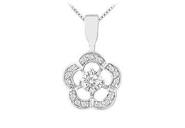 Diamond Flower Pendant  14K White Gold - 0.50 CT Diamonds