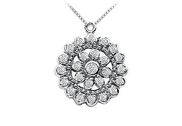 Diamond Flower Pendant  14K White Gold - 0.50 CT Diamonds