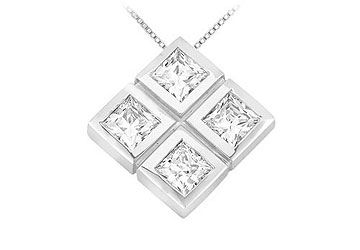 Diamond Pendant  14K White Gold - 1.00 CT Diamonds