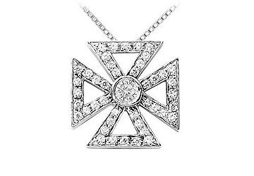 Diamond Maltese Cross Pendant  14K White Gold - 0.75 CT Diamonds