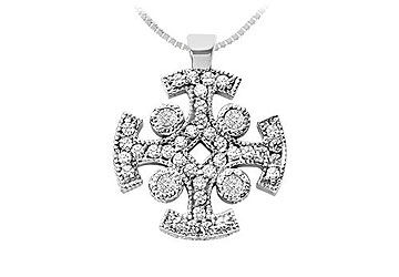 Diamond Cross Pendant  14K White Gold - 1.50 CT Diamonds