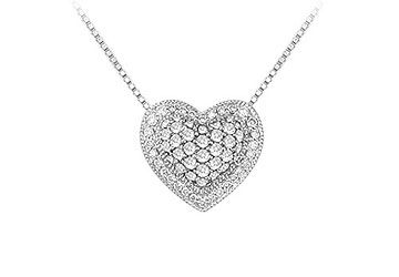 Diamond Heart Pendant  14K White Gold - 0.75 CT Diamonds