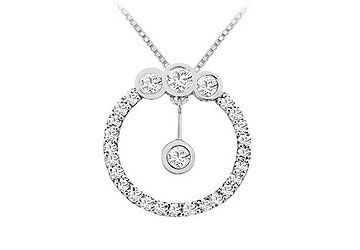 Diamond Circle Pendant  14K White Gold - 0.75 CT Diamonds