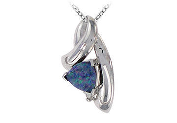 Opal and Diamond Pendant : 14K White Gold - 0.50 CT TGW