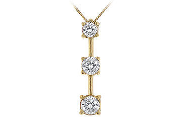 Three Stone Diamond Pendant  14K Yellow Gold - 1.00 CT Diamonds