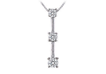 Three Stone Diamond Pendant  14K White Gold - 0.75 CT Diamonds