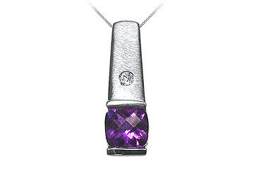 Amethyst and Diamond Pendant : 14K White Gold - 0.66 CT TGW